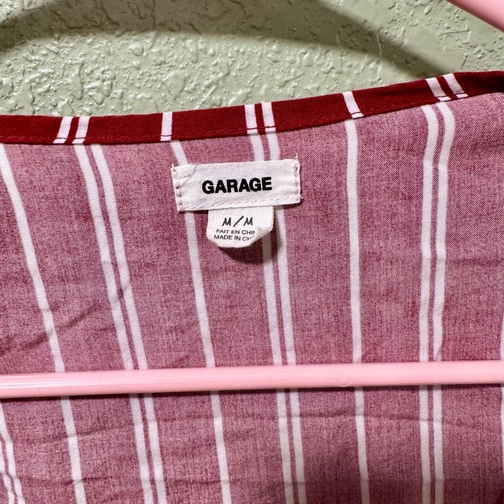 Garage Red and White Striped Blouse - Picture 2 of 3